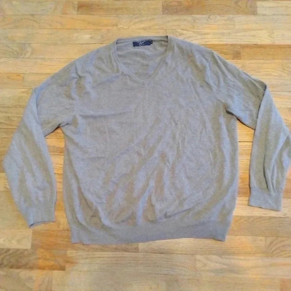 J. Crew Cashmere Cotton Lightweight Tan Light Brown Minimalist V Neck Sweater XL - Picture 1 of 9